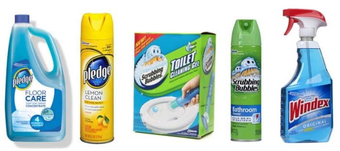 Pledge, Scrubbing Bubbles and Windex