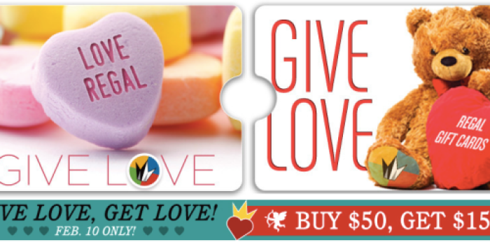 Buy $50 in Regal Movie eGift Cards = FREE $15 Bonus Card Towards Concessions (Today Only)