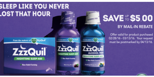 $5 Mail-in Rebate for ZzzQuil Nighttime Sleep-Aid = Free at Walgreens & CVS (Starting 2/28)