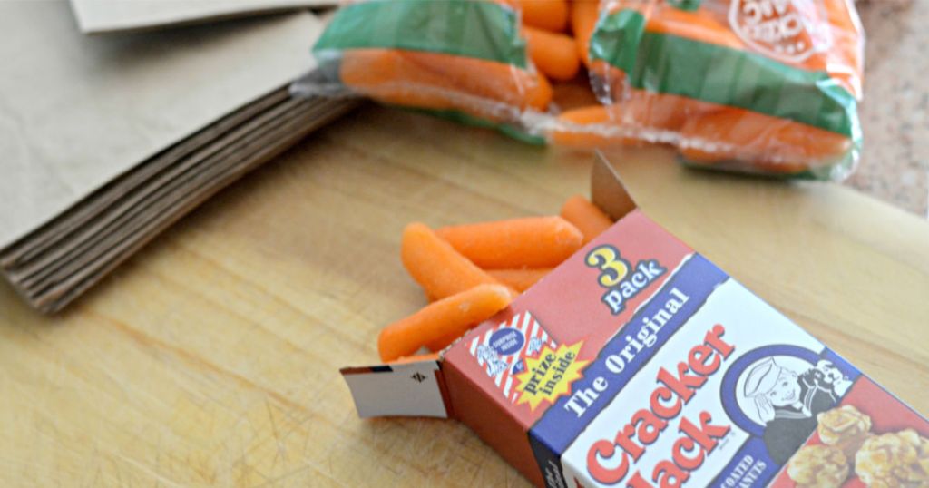 carrots coming out of Cracker Jack box 