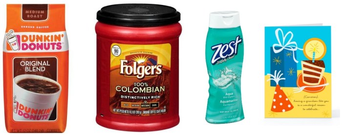 Dunkin' Donuts, Folgers, Zest and Hallmark card