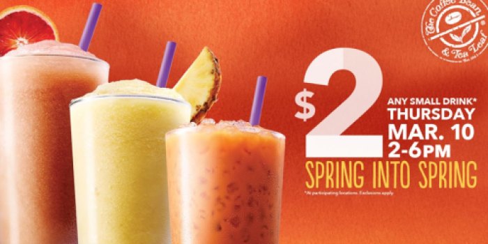 The Coffee Bean & Tea Leaf: $2 Small Drinks (2PM-6PM on 3/10 Only)