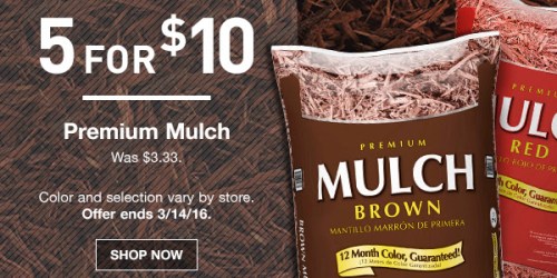 Lowe’s: 5 for $10 Premium Mulch or Garden Soil