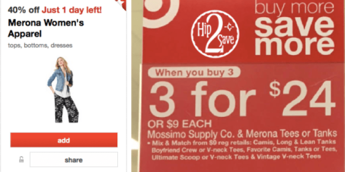 Target: 40% Off Merona Women’s Apparel In-Store AND Online (Tees & Tanks ONLY $4.80)