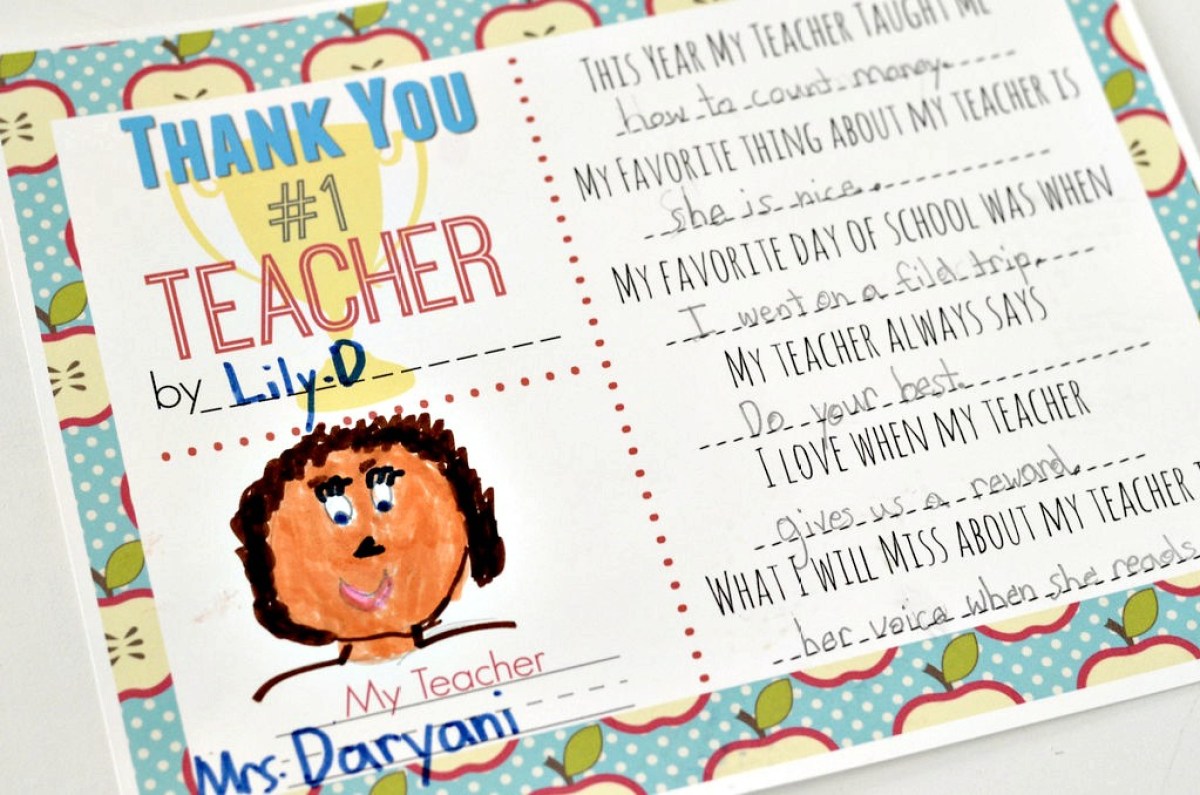 thank you printable for teachers
