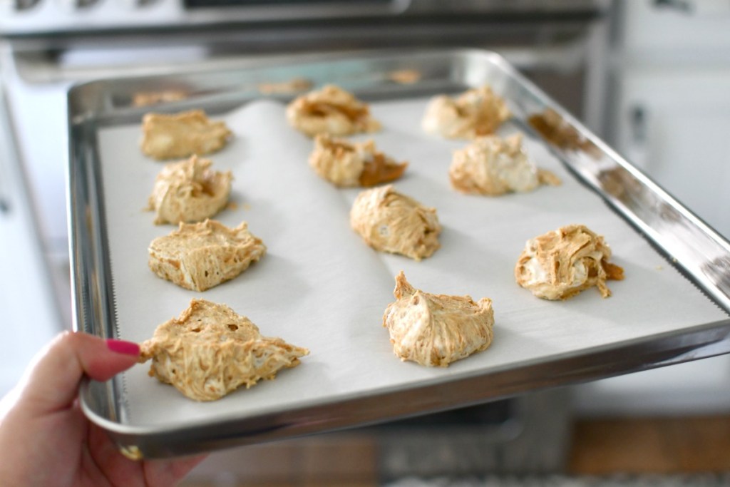 cookie sheet with 3 ingredient fluffernutter cookies