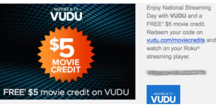 Possible $5 VUDU Movie Credit (Check Inbox)