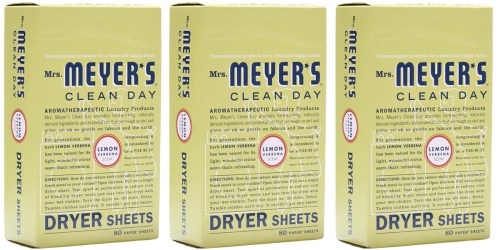 Amazon: 80 Count Pack of Mrs. Meyer’s Clean Day Dryer Sheets Only $3.57 Shipped