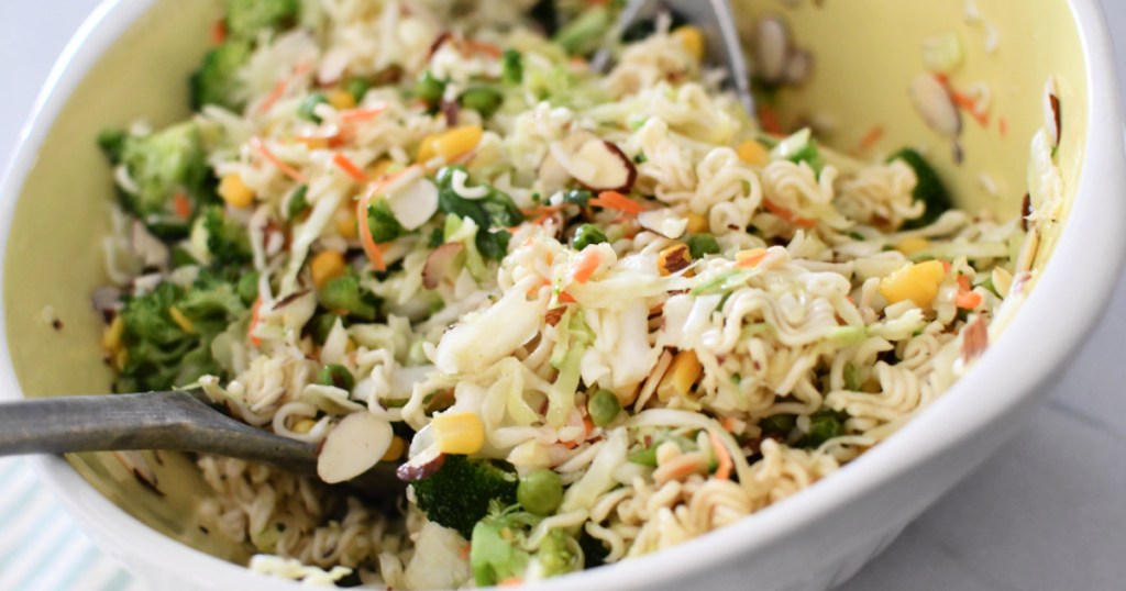 bowl with batch of ramen noodle salad