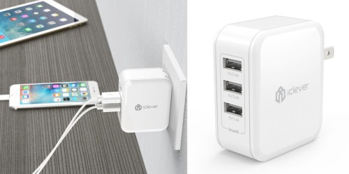 Amazon: iClever 3-Port USB Charger ONLY $9.99 (Charge iPhones, iPads AND Android Devices)