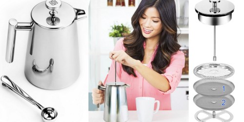 Make Strong Coffee or Tea at Home with the Zestkit Double Wall 8-Cup Stainless Steel French Press!