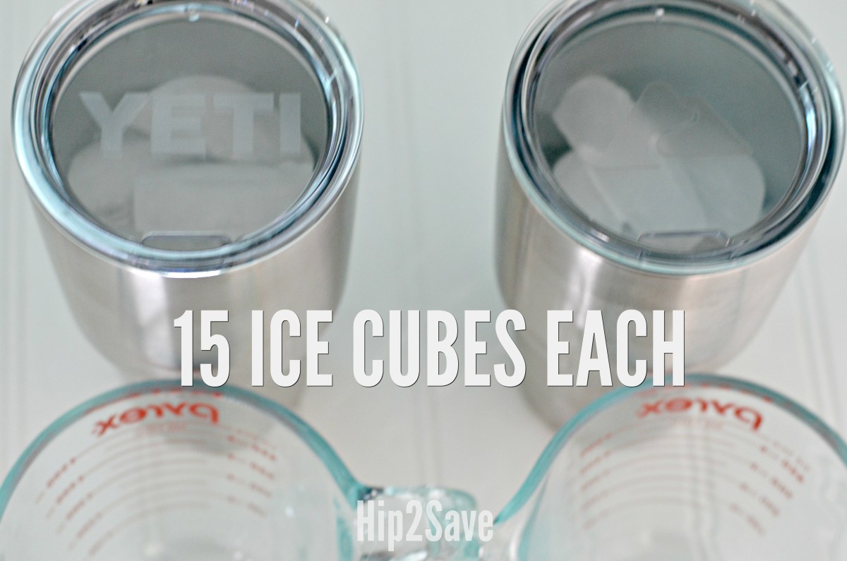 stainless steel tumblers with ice cubes inside