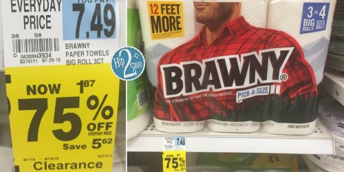 Rite Aid Clearance: Possible Brawny Paper Towels 3-Pack Only $1.87 (REG. $7.49) & More