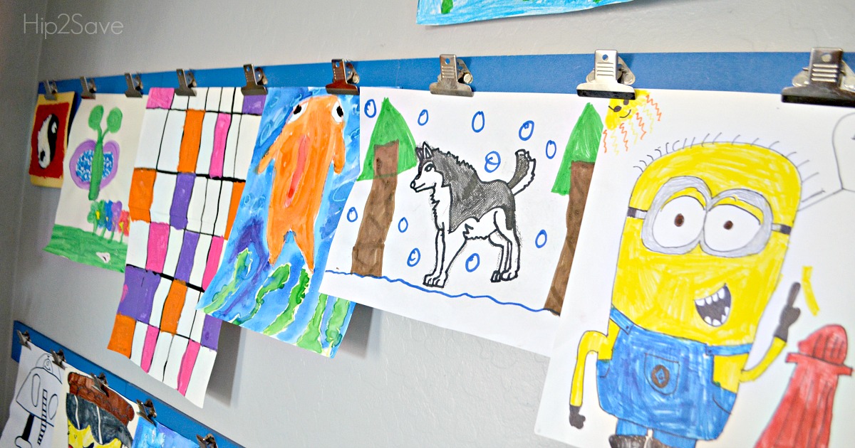 DIY Kids Art Wall with Target Clip Strips Hip2Save.com