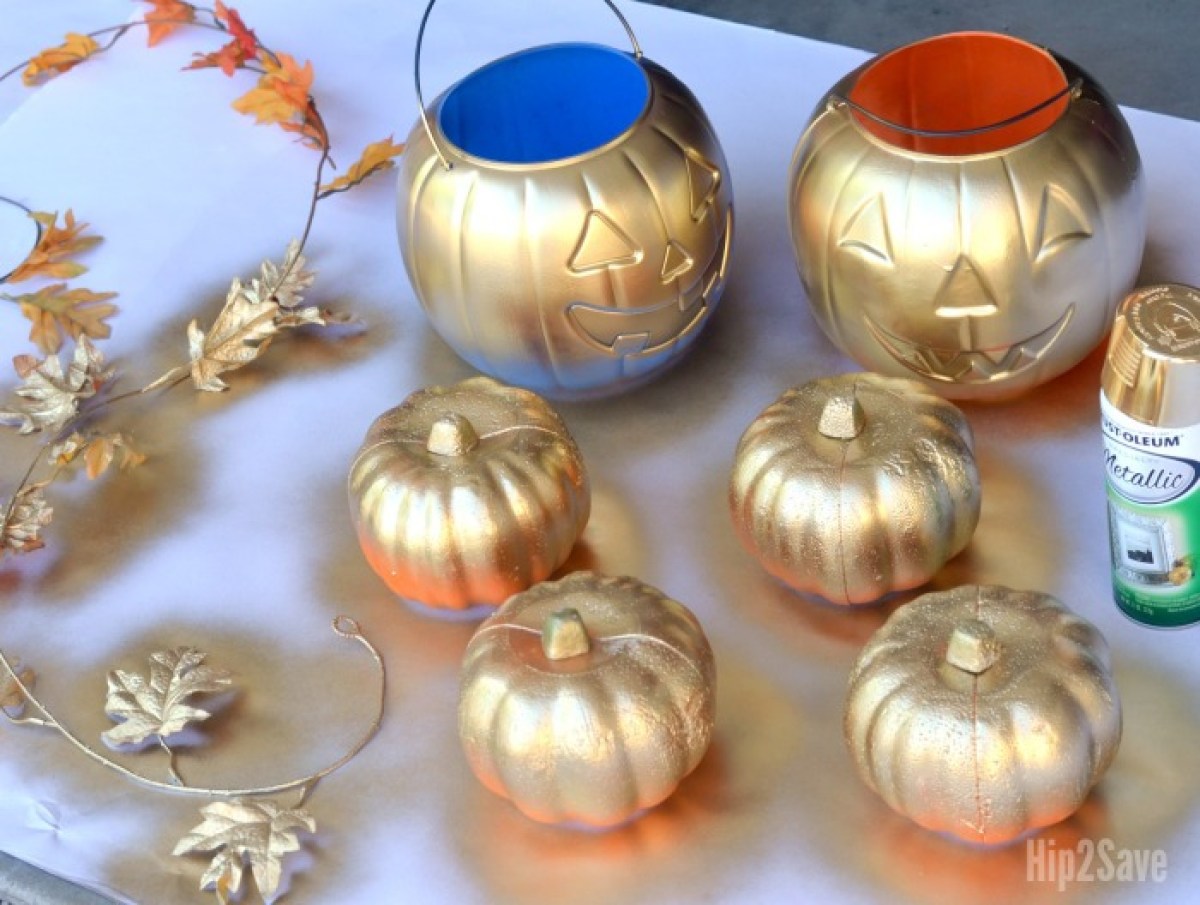 diy spray-painted pumpkins