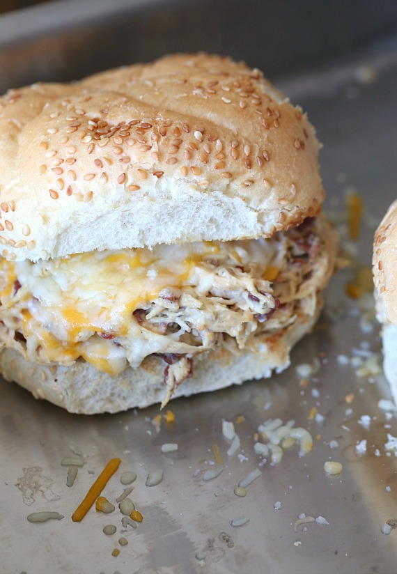 Slow Cooker Crack Chicken on a bun