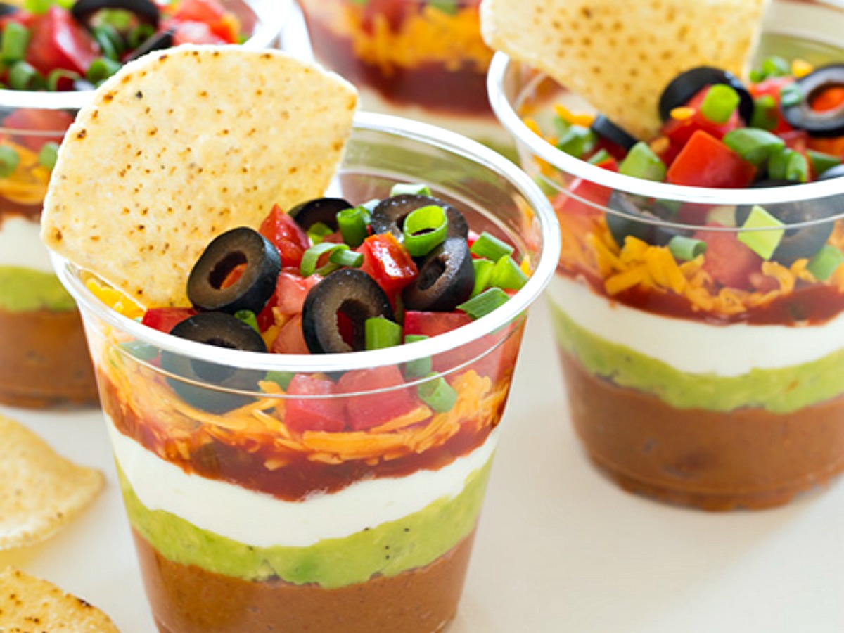 individual cups of bean dip