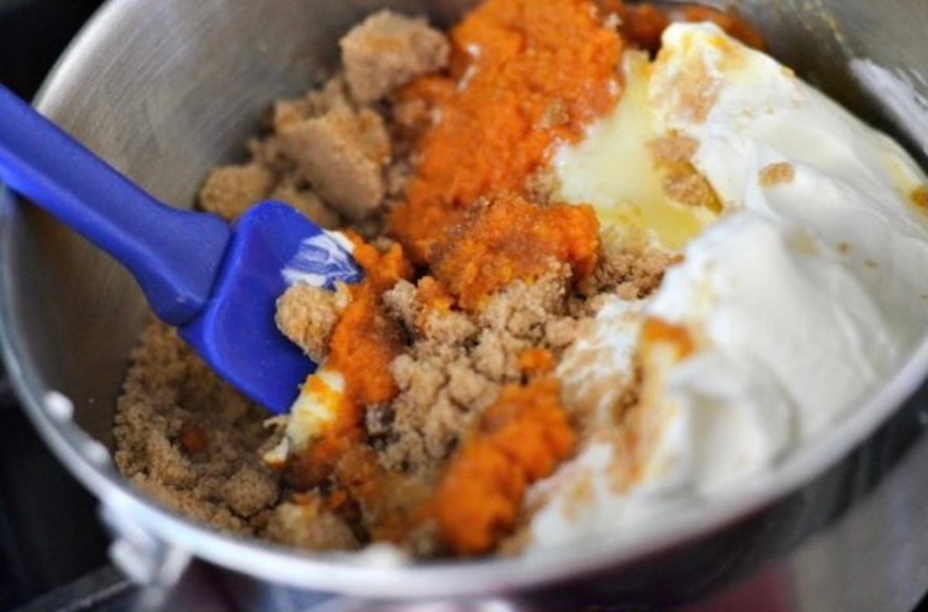 monkey bread ingredients combined in bowl