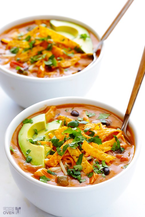 20 minute cheesy chicken enchilada soup