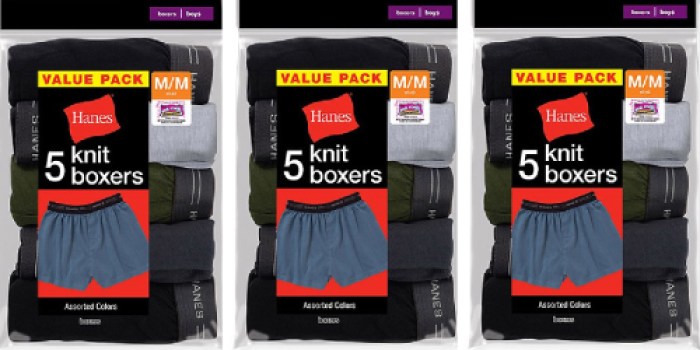 Walmart.com: Hanes Boys’ Knit Boxers 5-Pack ONLY $6 (Regularly $11.47)