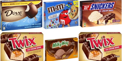 NEW Mars Snickers, Twix, M&M’s, Milky Way Or Dove Ice Cream Bars Coupon