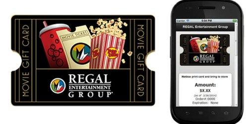 $25 Regal eGift Card Only $20 (TODAY ONLY)