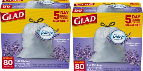 Amazon: Glad OdorShield 13-Gallon Tall Kitchen Drawstring Trash Bags 80ct Only $8.05 Shipped