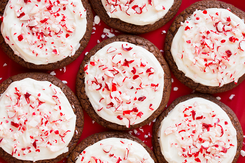 Frosted Peppermint Brownie Cookies