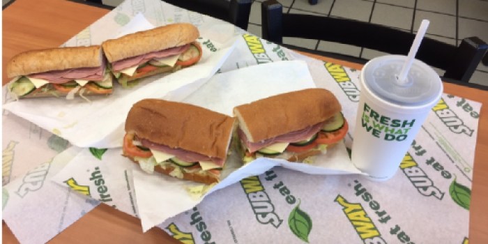 Subway: FREE Sub w/ Sub & Drink Purchase Today Only (I Paid $6.60 for 2 Footlong Subs & Drink)