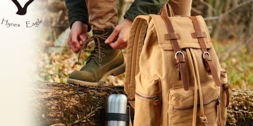 Amazon Lightning Deal: Hynes Eagle Vintage Canvas Leather Backpacks Only $27.99 (BEST PRICE)