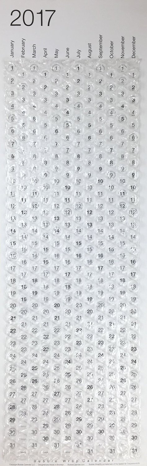 White Elephant Bubble Wrap Calendar