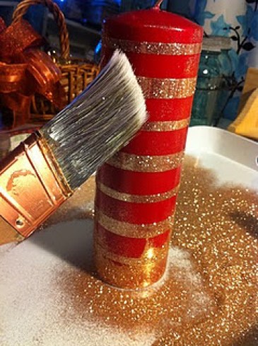 Dollar Store Glitter Candles