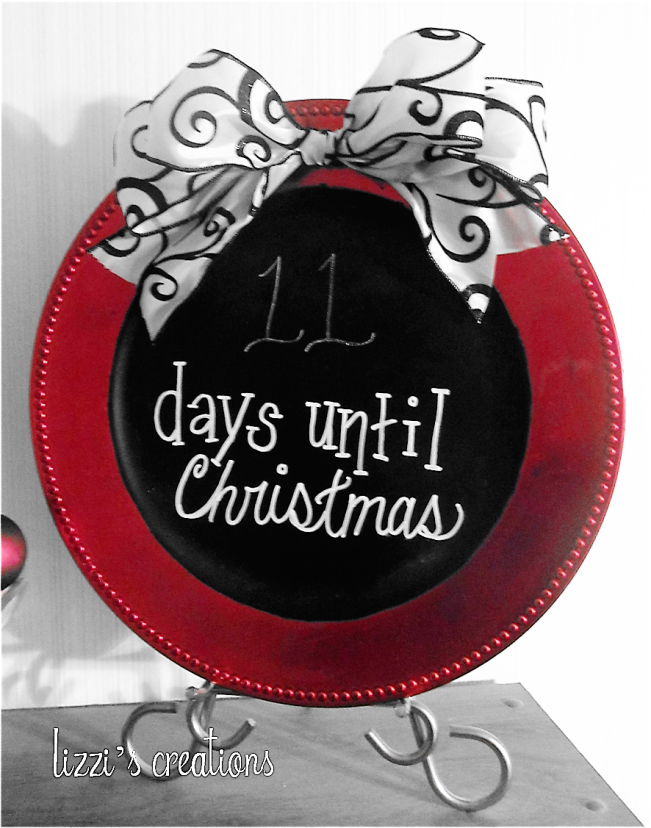 Dollar store chalkboard advent plate