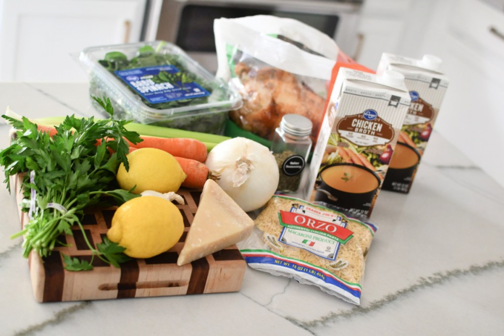 ingredients to make lemon chicken orzo soup