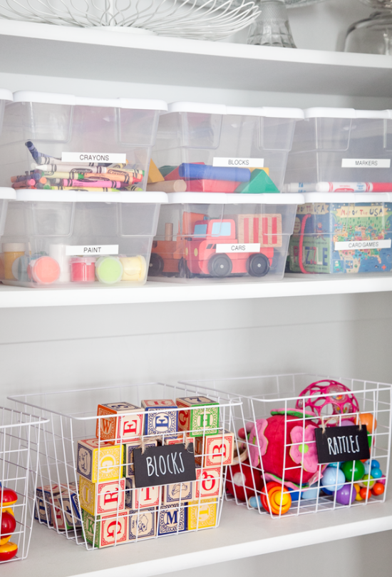 Labeled Closet Bins