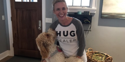 Score This Super Fun “Hug Dealer” Raglan Tee AND Earrings For UNDER $17 Shipped