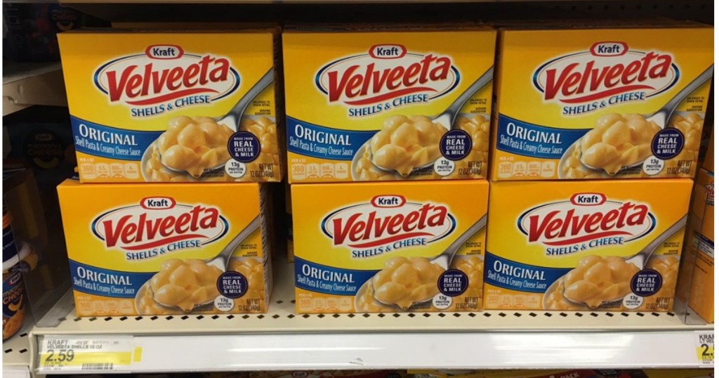 Velveeta Shells and Cheese on shelf