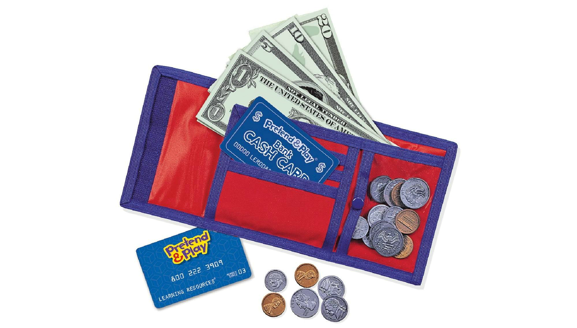 Pretend & Play cash and carry wallet with fake money
