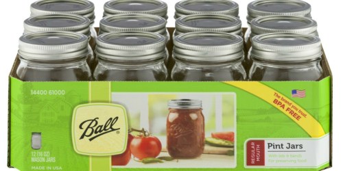 12 Pack Ball Pint Canning Jars ONLY $7 (Reg+ $14)