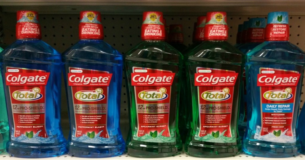 five bottles of mouthwash 