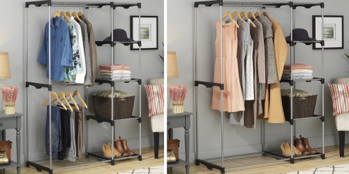 Double Rod Freestanding Closet Only $32 Shipped + 2-Section Laundry Hamper Only $13.59