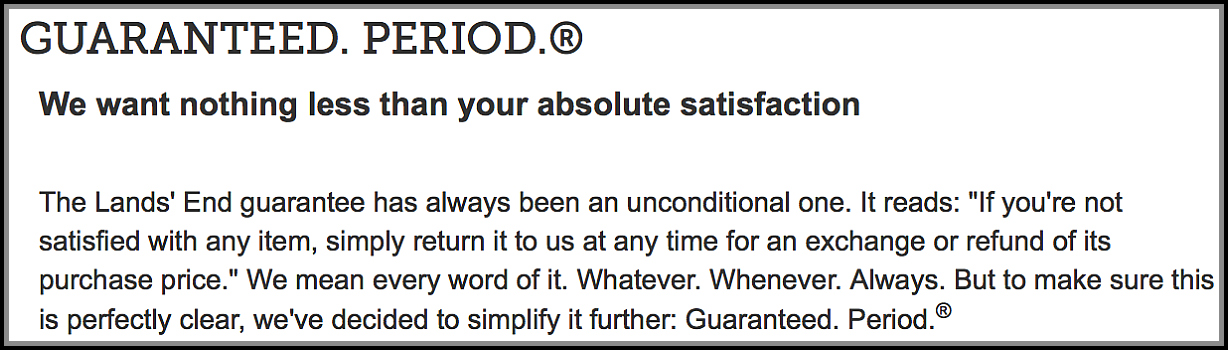 Land's End Guaranteed Period warranty clause