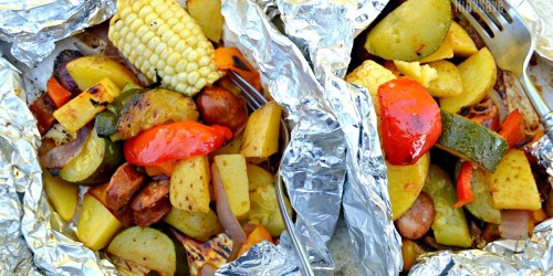 Easy Sausage and Veggie Tin Foil Dinner for Grilling or Camping