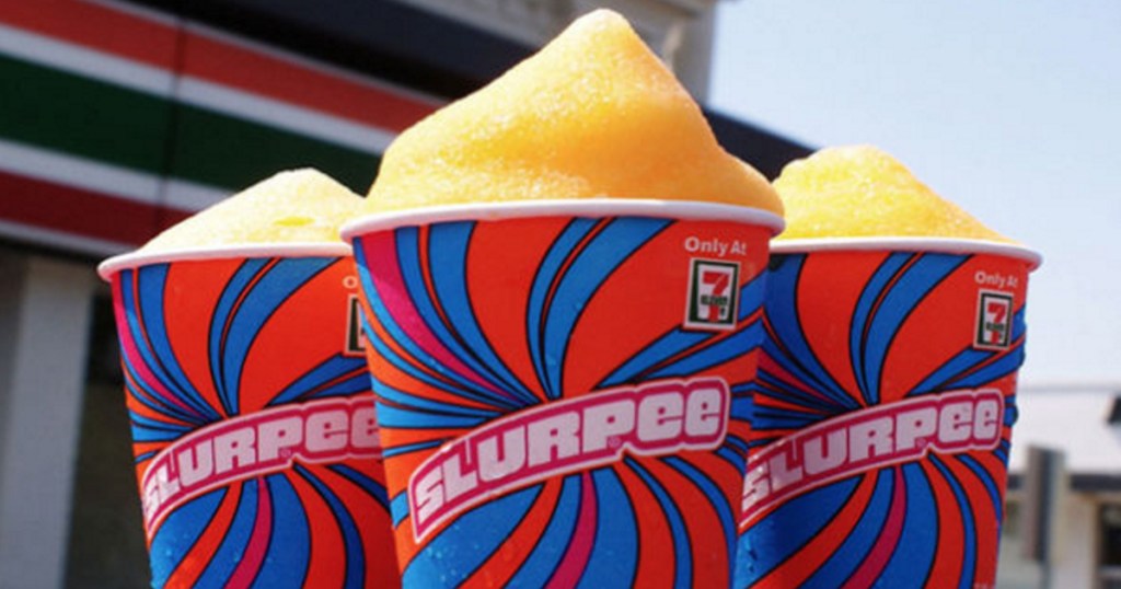 three peach 7-eleven slurpees