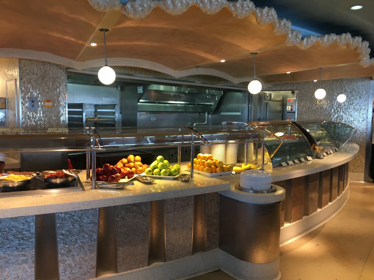 cruise buffet line with fresh fruits