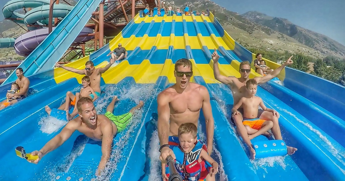 waterslide racer at waterpark