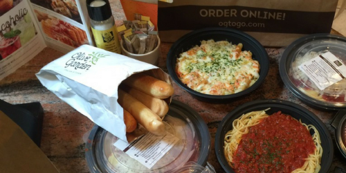 Four Olive Garden Entrées, Two Soups/Salads, Breadsticks AND Kids Meal Under $27