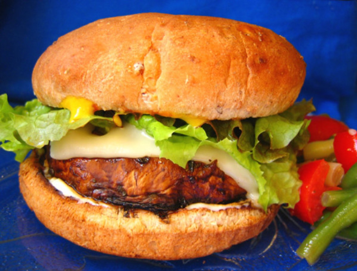 homemade portabella mushroom on a bun