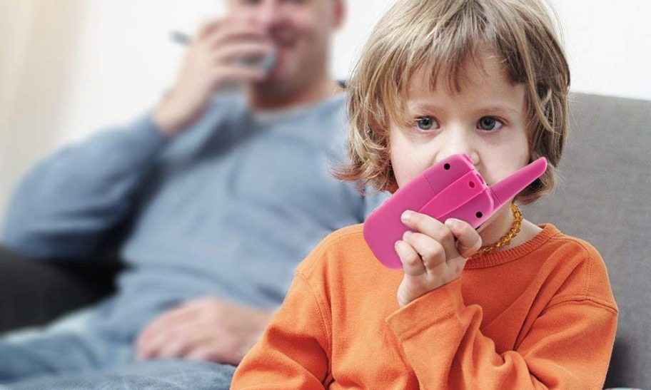 child using walkie talkies