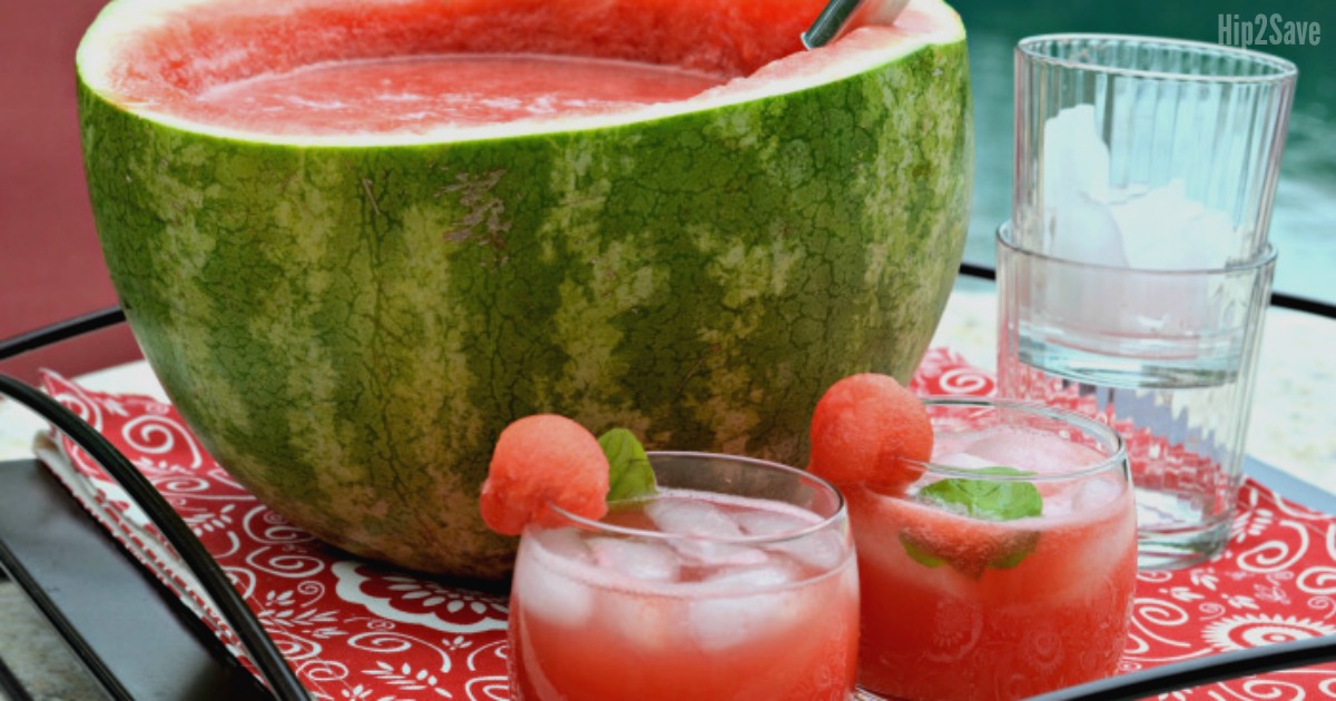 Watermelon bowl filled with punch